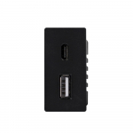 1/2 greito krovimo lizdas Feelspot USB+C, be rėmelio, juodas, 20W