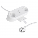 Buitinis prisukamas ilgintuvas, 3 x 1.5 mm, 1.5 m, 2 lizdų, USB A/C, baltas