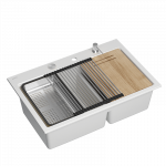 Plautuvė su dozatoriumi ir pjaustymo lenta Quadron MARC 120 HQC7650U1_BS, balta/plieno