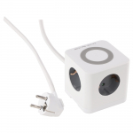 Buitinis ilgintuvas su belaidžiu krovikliu, 3 x 1.5 mm, 1.5 m, 3 lizdų, USB A/C, baltas/pilkas
