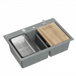 Plautuvė su dozatoriumi ir pjaustymo lenta Quadron MARC 120 HQC7650U5_BS, pilka/plieno