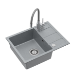 Granito plautuvė Quadron Pure Flexi STQ5844SZ_3323503GR su lanksčiu mai&scaron;ytuvu ir dozatoriumi, pilka