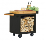 Stalas su ratukais OFYR Black 65 PRO Teak Wood, MP-B-65-PRO-TW