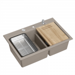 Plautuvė su dozatoriumi ir pjaustymo lenta Quadron MARC 120 HQC7650U4_BS, soft taupe/plieno