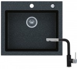 Plautuvės ir mai&scaron;ytuvo komplektas Kernau KGS H 60 1B Black Metalic + KWT 06A PO BLACK METALLIC