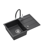 Granito plautuvė Quadron Prime Flexi SDR6844CZ_3323503BL su lanksčiu snapeliu ir dozatoriumi, juoda
