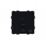 Greito krovimo rozetė Feelspot su USB+C+C jungtimis, 65W, juoda