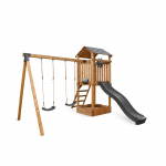 Medinė vaikų žaidimų aik&scaron;telė HATIS &bdquo;Kona&ldquo; su priedais, antracito