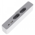 Buitinis ilgintuvas, 2 x 1.0 mm, 2 m, 2 Euro lizdų, USB A/C, baltas/pilkas