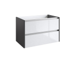 Apatinė spintelė po stalvir&scaron;iu KAME CITY BUC/8-3DR/D3D1P1, Antracitas blizgus / balta blizgi, 80 cm