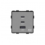 Greito krovimo rozetė Feelspot su USB+C+C jungtimis, 65W, pilka