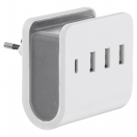 Kroviklis 3 x USB-A, 1 x USB-C, baltas/pilkas