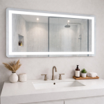 Veidrodis FS612 LED I&Scaron;MANUS su funkcija nuo rasojimo, laikrodžiu ir termometru