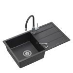 Granito plautuvė Quadron Ultra Flexi SDR7744CZ_3323503BL su lanksčiu mai&scaron;ytuvu ir dozatoriumi, juoda