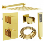 Termostatinė potinkinė du&scaron;o sistema Mexen Cube 6in1, 30x30 cm, aukso