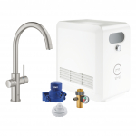Virtuvės mai&scaron;ytuvo su vandens filtro funkcija ir vandens au&scaron;intuvo komplektas Grohe Blue Professional 31323DC2, nerūd.plieno