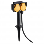 Lauko ilgintuvas su įžeminimu, įsmeigiamas, 3 x 1.5 mm, 3 m, 2 lizdų, juodas
