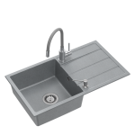Granito plautuvė Quadron Ultra Flexi SDR7744SZ_3323503GR su lanksčiu mai&scaron;ytuvu ir dozatoriumi, pilka