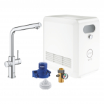 Virtuvės mai&scaron;ytuvo su vandens filtro funkcija ir vandens au&scaron;intuvo komplektas Grohe Blue Professional 31347003, chromas