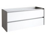 Apatinė spintelė po dvigubu praustuvu Kame City BUD/12-3DR/11D1P1, Balta blizgi / pilkas uosis, 120 cm