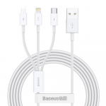 Kabelis Baseus Superior i&scaron; USB į microUSB+Lightning+Type-C 3.5A 1.5m baltas CAMLTYS-02