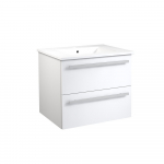 Apatinė spintelė su stalčiais, praustuvu, rankenomis, Raguvos Baldai SERENA, balta blizgi, 61.5 cm, 14113311