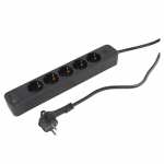 Buitinis ilgintuvas su įžeminimu, 3 x 1.5 mm, 1.5 m, 5 lizdų, USB A/C, juodas