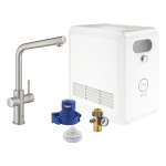 Virtuvės mai&scaron;ytuvo su vandens filtro funkcija ir vandens au&scaron;intuvo komplektas Grohe Blue Professional 31347DC3, nerūd.plieno