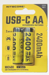 Nitecore NH2400 2400mAh USB-C Rechargeable AA Battery 2-Pack