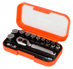 Bahco 1/4" Square Drive Socket Set with Metric Bi-Hex Profile - 13 Pcs
