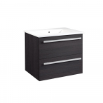Apatinė spintelė su stalčiais, praustuvu, rankenomis, Raguvos Baldai SERENA, juodas ąžuolas, 61.5 cm, 14113301