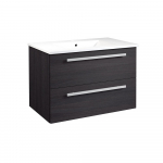 Apatinė spintelė su stalčiais, praustuvu, rankenomis, Raguvos Baldai SERENA, juodas ąžuolas, 81 cm, 14113501