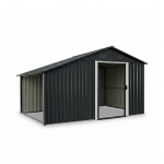 Metalinis sandėliukas su malkine HATIS, 9,35 m2, antracito