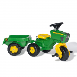 Minamas triratis traktorius su priekaba, John Deere, žalias