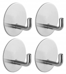 Priklijuojamas apvalus kabliukas LITSUPPLY, sidabrinės spalvos, 4 VNT.