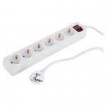 Buitinis ilgintuvas su įžeminimu, 3 x 1.5 mm, 5 m, 6 lizdų, baltas