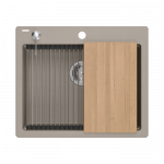 Plautuvė su dozatoriumi ir medine lenta Quadron KURT 110, HCQK5052ST, soft taupe (rusva)