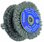 Stepped circular brush for drill, &Oslash;60mm, crimped wire 0.35mm, round shank
