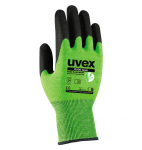 Pir&scaron;tinės Uvex D500 Foam, D lygio atsparumas pjūviams, Dyneema Diamond, plienas, poliamidas. HPE delno padengimas. Dydis 9