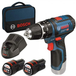 Akumuliatorinis gręžtuvas - suktuvas Bosch GSB 12V-15, 06019B690H, 2x2.0Ah, GAL 12V-20