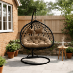 Dvivietis pakabinamas krėslas &bdquo;Olivija&rdquo;, kreminis