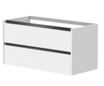 Apatinė spintelė po praustuvu KAME City, BU/10-3DR/D02P2, juodi profiliai, 100 cm, Matinė balta