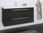 Apatinė spintelė su stalčiais ir praustuvu, juodas ąžuolas, 79 cm KAME BU/8-2DR/1