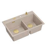 Plautuvė su dozatoriumi ir pjaustymo lenta Quadron MARC 120, HQC7650U2_PVDG1, pearl beige