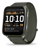 Garmin Venu X1 I&scaron;manusis laikrodis Moss, Titanium Caseback / Moss ComfortFit Nylon Band