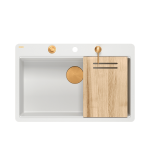 Plautuvė su dozatoriumi, sifonu ir pjaustymo lenta Quadron MARC 110 FM, HQM7650U1_FM_PVDC1, balta (montuojama lygiai su stalvir&scaron;iu)