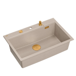 Plautuvė su dozatoriumi ir pjaustymo lenta Quadron MARC 110, HQM7650U2_PVDC1, pearl beige