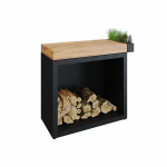 Stalas su dėže malkoms OFYR 90 Black Teak Wood