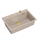 Plautuvė su dozatoriumi ir pjaustymo lenta Quadron MARC 110, HQM7650U2_PVDG1, pearl beige