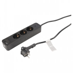 Buitinis ilgintuvas su įžeminimu, 3 x 1.5 mm, 1.5 m, 3 lizdų, USB A/C, juodas